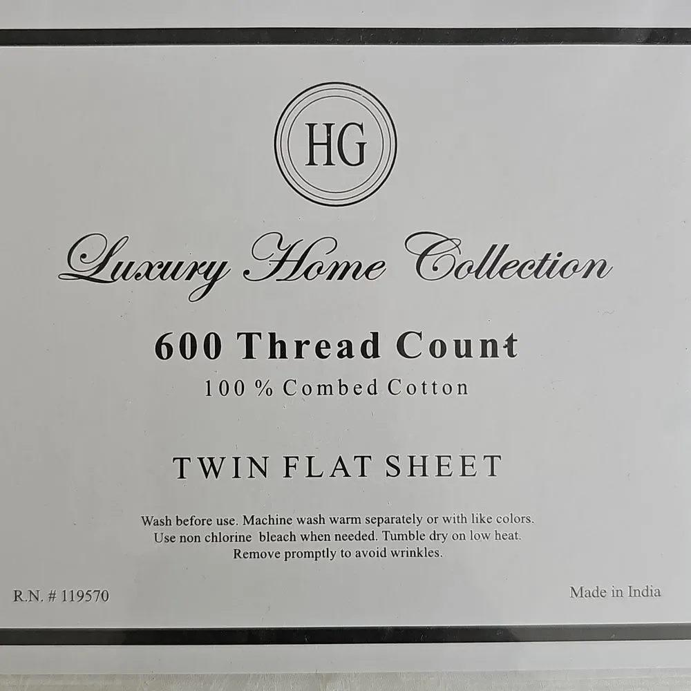 NWT Hotel Gramercy 600 Thread Count Flat Sheet, White, Size TWIN
